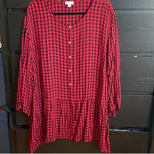 J.Jill Red and Black Plaid Shirt 4X